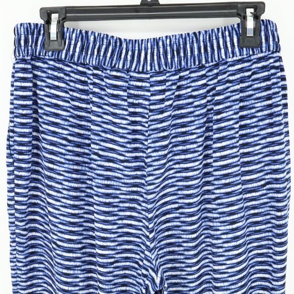 Chicos Pants 1.5 Womens Medium 10 Blue White Ankle Elastic Waist Pockets Resort - Picture 8 of 14